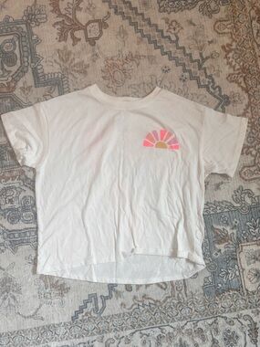 SO White Kids Tee with Pink & Gold Sunrise Graphic
